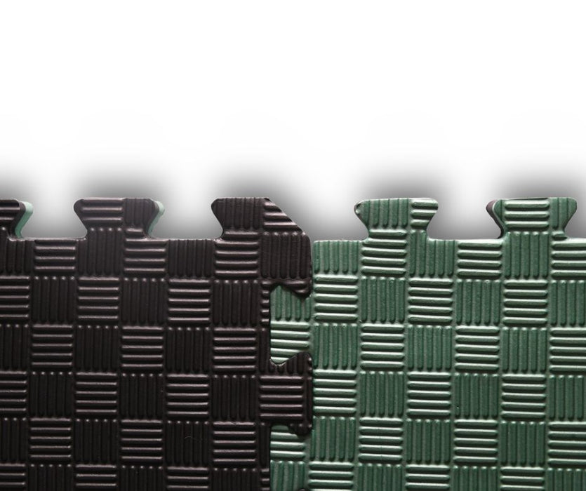 MMA 40mm 1m x 1m Green/Black Jigsaw Mat 5 Lines Grip 75kg/cbm Density