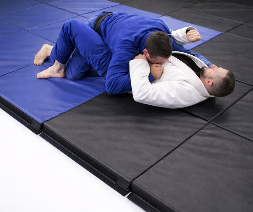 Folding Exercise BJJ foam Mats 8ft x 4ft x 50mm with Velcro Black