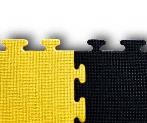20mm 1m x 1m Yellow/Black Jigsaw Mat Standard Grip 120kg/cbm density