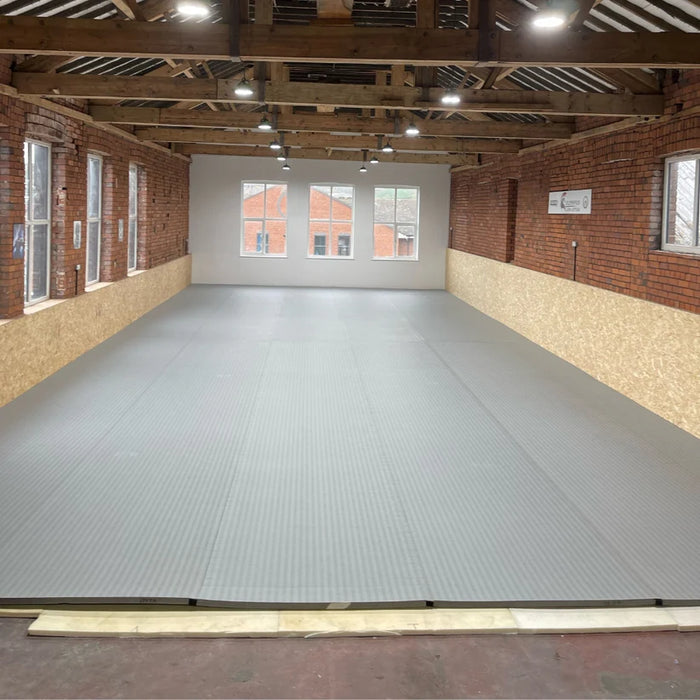 12m x 1.5m x 40mm Roll Out Mats Velcro Grey