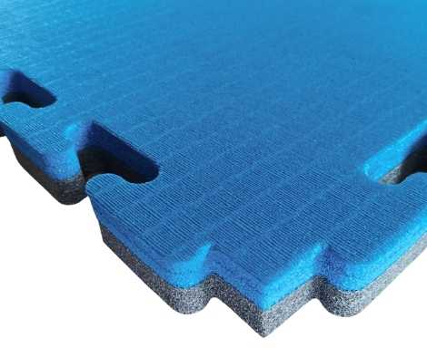 ***Ex-Demo WUKF4 *** IMPACT TATAMI 30mm 1m x 1m XPE -NO SMELL- Grey/Blue Jigsaw Mat